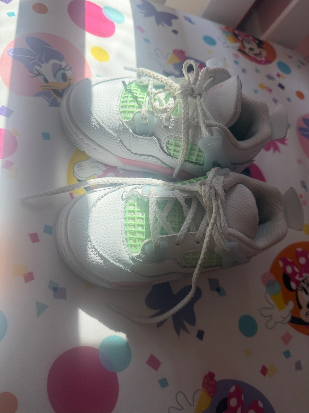 Jordan Kids White Sneakers with Mint Green Accents
